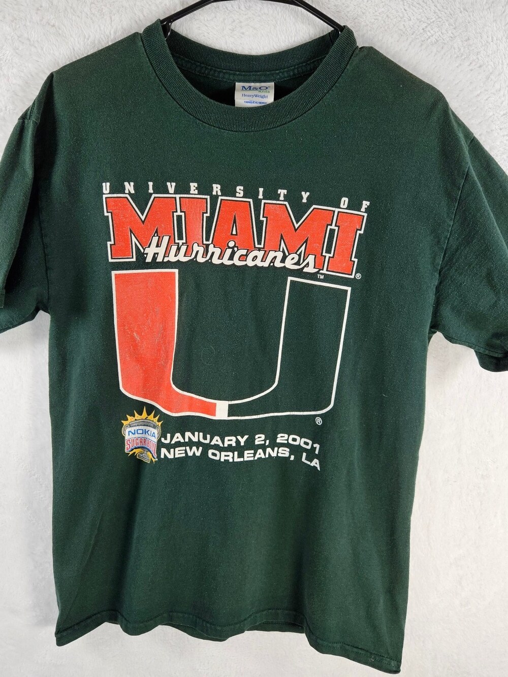 University of Miami Hurricanes Sugar Bowl 2001 VTG T-Shirt Sz Medium *Fits Small
